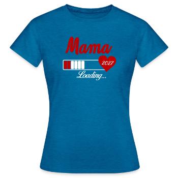 Mama Loading 2027 Herz - Frauen T-Shirt - Antikblaues Saphir meliert - Vorne - AI Model Female 172 dark (172cm)