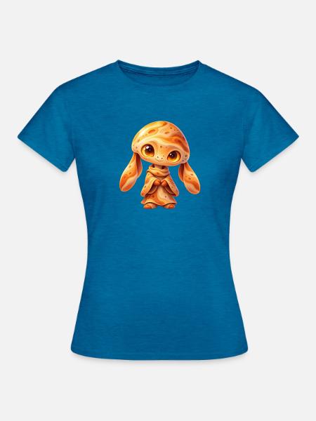 Sonnenmondchen Kosmos Kuscheltier - Frauen T-Shirt - Antikblaues Saphir meliert
