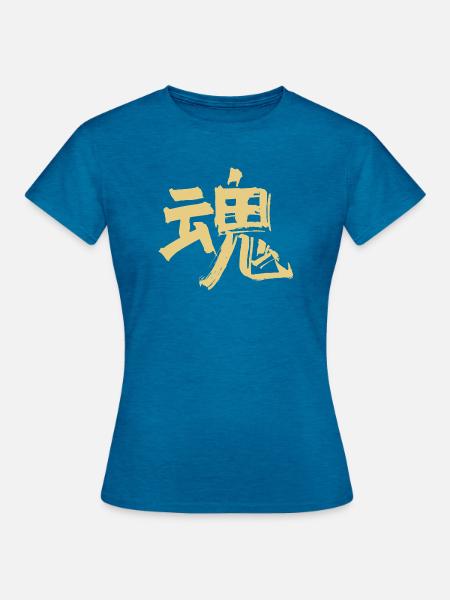 Geist / Seele (Tamashii) Japanisch - KANJI Tusche - Frauen T-Shirt - Antikblaues Saphir meliert