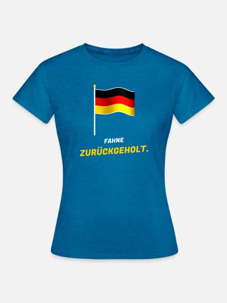 Fahne zurückgeholt - Schwarz Rot Gold - Frauen T-Shirt - Antikblaues Saphir meliert