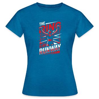 The Ring Is My Runway Gloves Boxing Gloves - Frauen T-Shirt - Antikblaues Saphir meliert - Vorne - AI Model Female 172 dark (172cm)