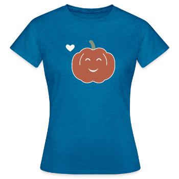 Halloween Kürbis Damen - Frauen T-Shirt - Antikblaues Saphir meliert - Vorne - AI Model Female 172 dark (172cm)