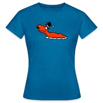 Mr Schnecke Sir Zylinder Monokel reich wohlhabend - Frauen T-Shirt - Antikblaues Saphir meliert - Vorne - AI Model Female 172 dark (172cm)