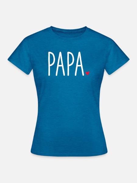Papa ❤️ – Liebevolles Textdesign - Frauen T-Shirt - Antikblaues Saphir meliert