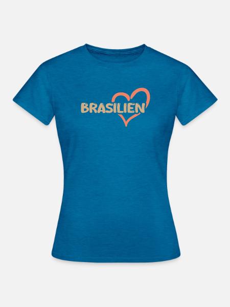 Brasilien Herz - Frauen T-Shirt - Antikblaues Saphir meliert