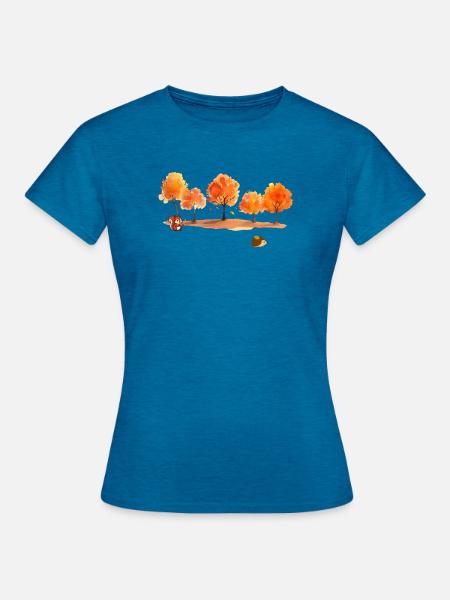 Herbst - Frauen T-Shirt - Antikblaues Saphir meliert