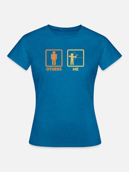 Bogenschütze Strichmännchen - Frauen T-Shirt - Antikblaues Saphir meliert