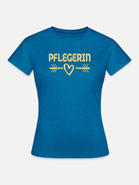 Herz Danke Pflegerin - Frauen T-Shirt - Antikblaues Saphir meliert