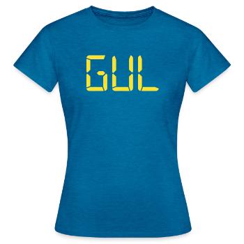 Gelb – LCD - Frauen T-Shirt - Antikblaues Saphir meliert - Vorne - AI Model Female 172 dark (172cm)
