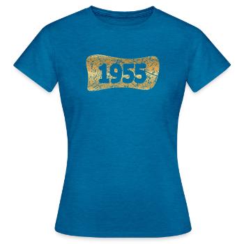 1955 - Women's T-Shirt - antique blue sapphire heather - Front - AI Model Female 172 dark (172cm)