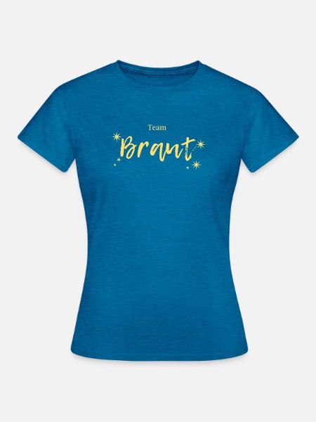 Team Brant Gold Script Stars - Frauen T-Shirt - Antikblaues Saphir meliert