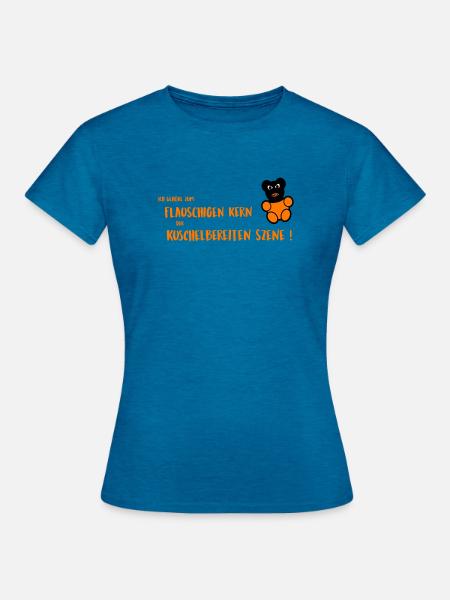 Flauschiger Kern - Frauen T-Shirt - Antikblaues Saphir meliert