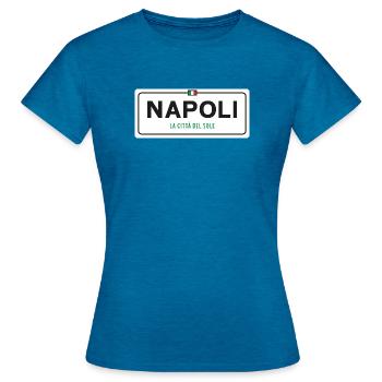 Ortsschild Napoli - Frauen T-Shirt - Antikblaues Saphir meliert - Vorne - AI Model Female 172 dark (172cm)