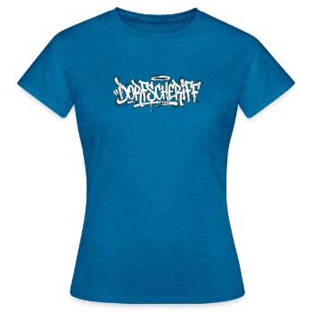 Graffiti du shérif du village - T-shirt Femme - bleu saphir antique chiné - Devant - AI Model Female 172 dark (172cm)
