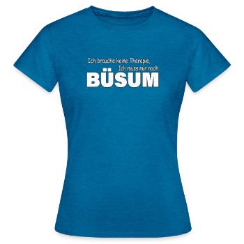 Thérapie BÜSUM - T-shirt Femme - bleu saphir antique chiné - Devant - AI Model Female 172 dark (172cm)