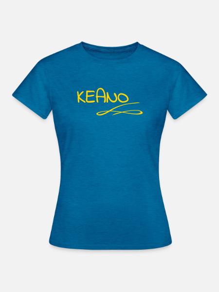 Name Keano - Frauen T-Shirt - Antikblaues Saphir meliert