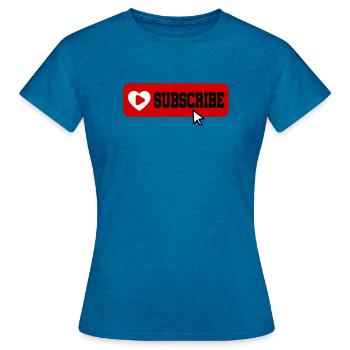 Fabulous YouTube Channel Subscribe Button Icon - Women's T-Shirt - antique blue sapphire heather - Front - AI Model Female 172 dark (172cm)