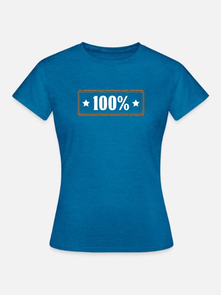 100% Prozent - Frauen T-Shirt - Antikblaues Saphir meliert