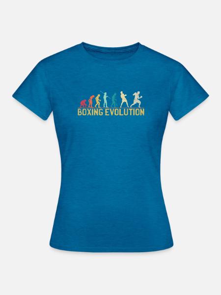 Boxen Evolution Progression Design - Frauen T-Shirt - Antikblaues Saphir meliert