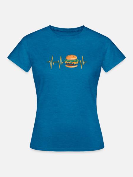 Burger Herzschlag Comic - Frauen T-Shirt - Antikblaues Saphir meliert