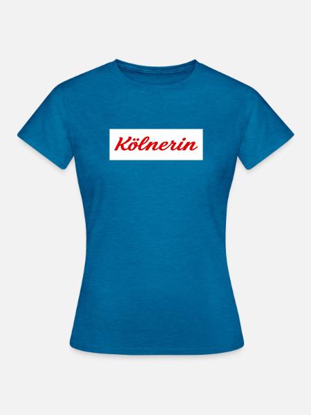 Kölnerin Schriftzug - Frauen T-Shirt - Antikblaues Saphir meliert