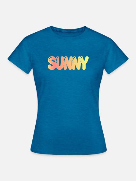 Sunny Retro Gradient - Frauen T-Shirt - Antikblaues Saphir meliert