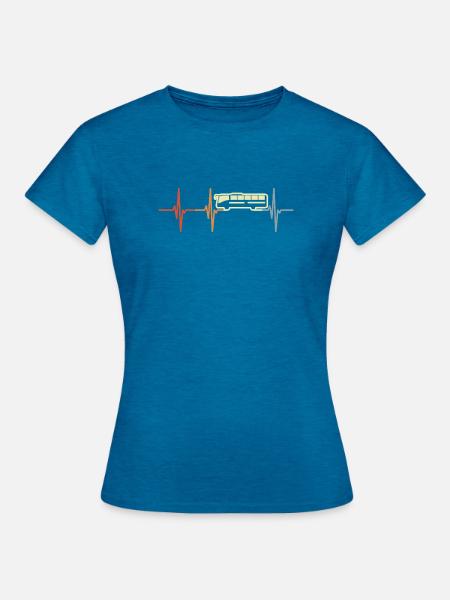 Bus Kardiogramm Retro - Frauen T-Shirt - Antikblaues Saphir meliert