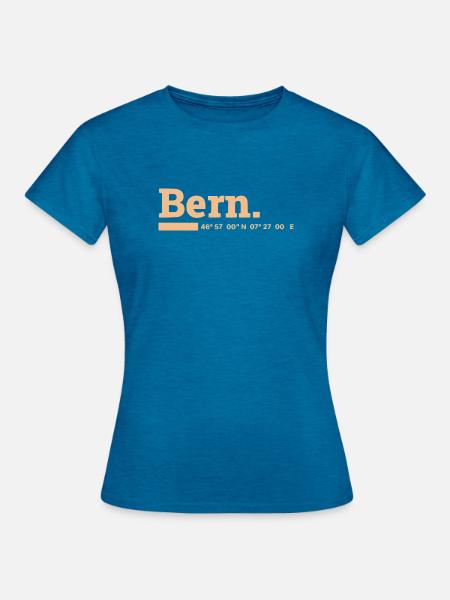 Bern Koordinaten - Frauen T-Shirt - Antikblaues Saphir meliert