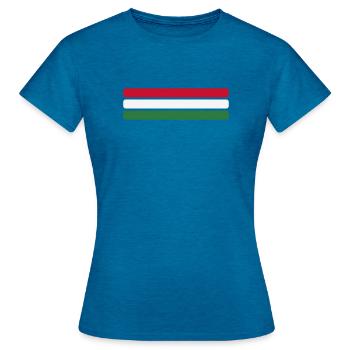 Ungarn Flagge Minimal - Fahne Fan Streifen Design - Frauen T-Shirt - Antikblaues Saphir meliert - Vorne - AI Model Female 172 dark (172cm)