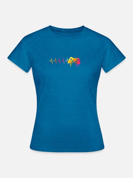 gamer love - Frauen T-Shirt - Antikblaues Saphir meliert