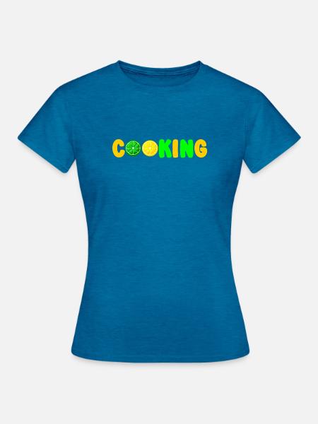 Limetten-Limetten-Kochschürze - Frauen T-Shirt - Antikblaues Saphir meliert