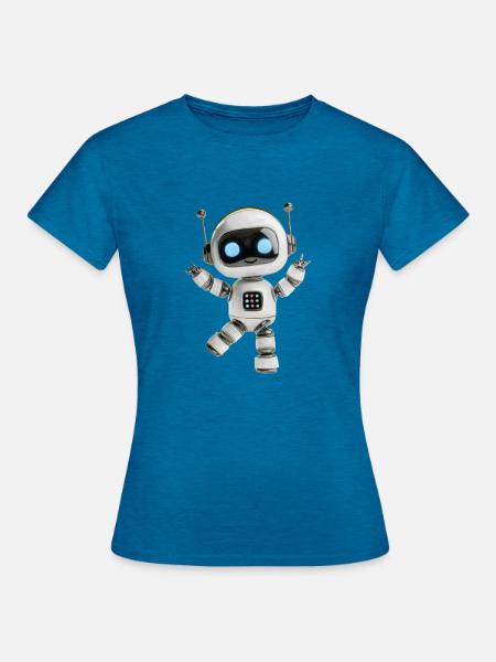 Roboter Party - Frauen T-Shirt - Antikblaues Saphir meliert