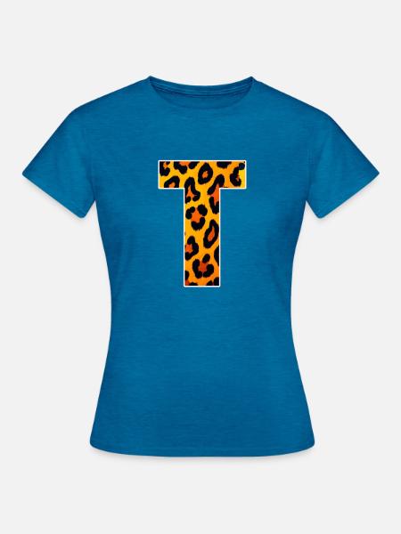 Leopard Gradient Feuerfell - Frauen T-Shirt - Antikblaues Saphir meliert
