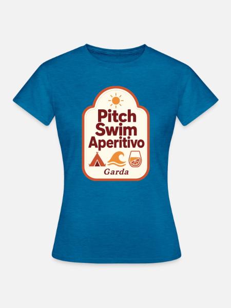 Gardasee Campingplatz Schwimmen Aperitivo Garda - Frauen T-Shirt - Antikblaues Saphir meliert
