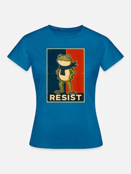 Portland Frog Protest Resist - Frauen T-Shirt - Antikblaues Saphir meliert