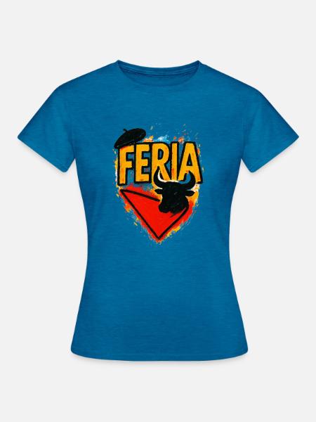 Feria – Baskenland - Frauen T-Shirt - Antikblaues Saphir meliert