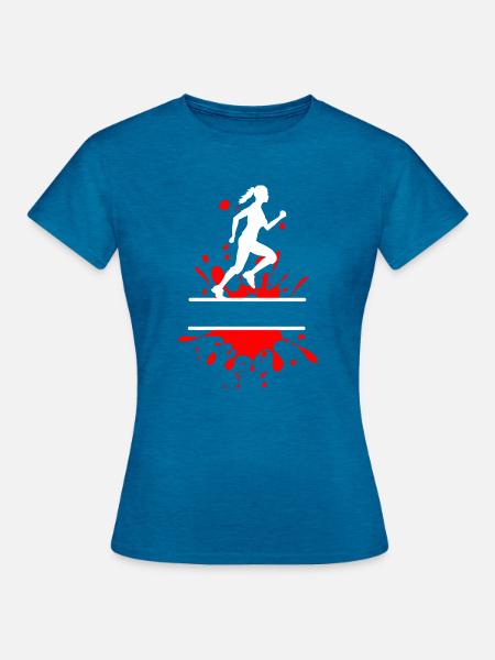 Mud Run Woman – Splash Runner - Frauen T-Shirt - Antikblaues Saphir meliert