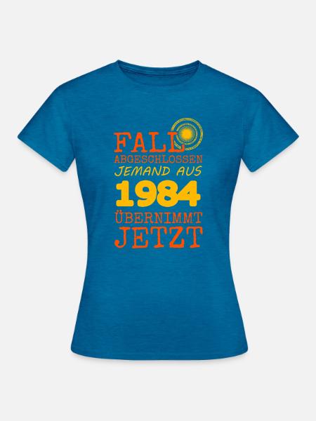 Fall 1984 - Frauen T-Shirt - Antikblaues Saphir meliert
