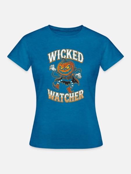 Wicked Watcher Kürbis - Frauen T-Shirt - Antikblaues Saphir meliert