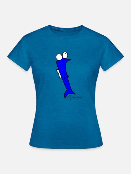 Plötzfisch - Piscis Rutilus - Frauen T-Shirt - Antikblaues Saphir meliert