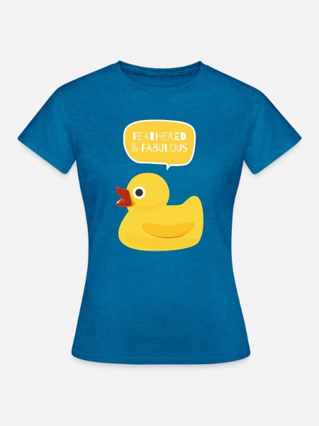 Gefiedertes & fabelhaftes Entendesign - Frauen T-Shirt - Antikblaues Saphir meliert