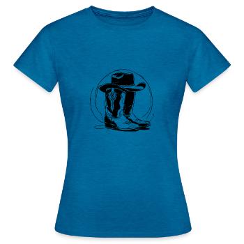 Stetson et bottes Western Country Danse en ligne - T-shirt Femme - bleu saphir antique chiné - Devant - AI Model Female 172 dark (172cm)