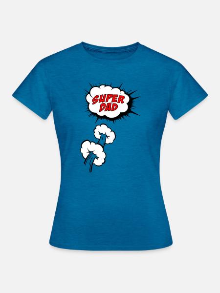 Super-Papa - Frauen T-Shirt - Antikblaues Saphir meliert