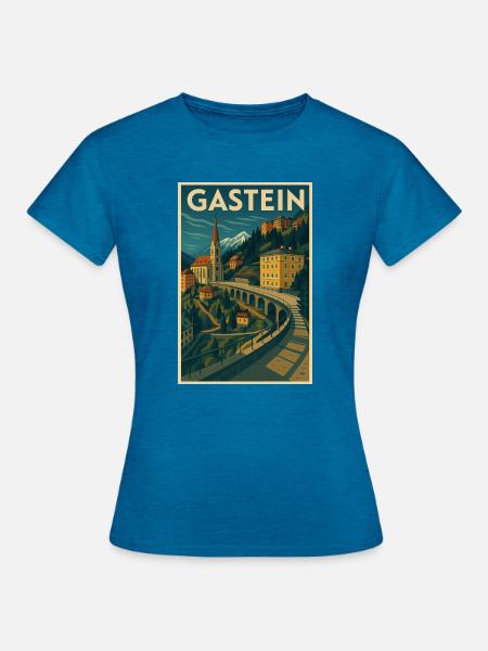 Bad Gastein - Frauen T-Shirt - Antikblaues Saphir meliert