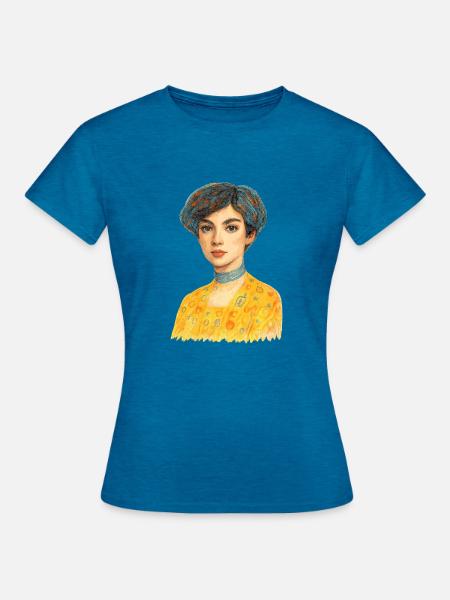Goldene Eleganz - Frauen T-Shirt - Antikblaues Saphir meliert