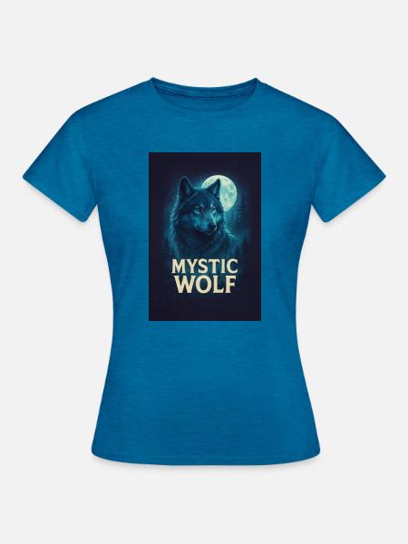 Mystic Wolf - Frauen T-Shirt - Antikblaues Saphir meliert