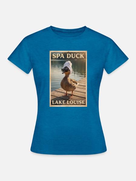 Spa Duck am Lake Louise - Frauen T-Shirt - Antikblaues Saphir meliert
