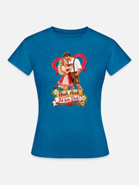 SZWENP – Oktober Herbstfest Heidi - Frauen T-Shirt - Antikblaues Saphir meliert