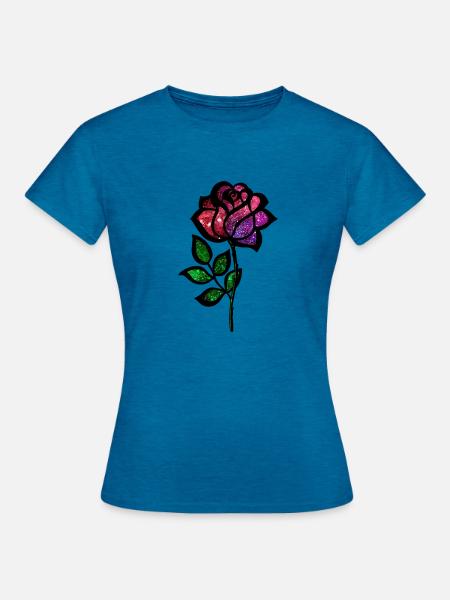 Kosmische Rose - Frauen T-Shirt - Antikblaues Saphir meliert
