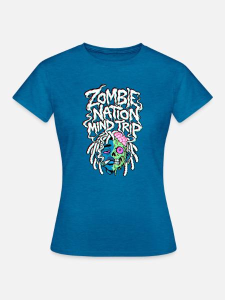 Zombie Nation Gedankenreise - Frauen T-Shirt - Antikblaues Saphir meliert